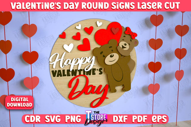 Valentine's Day Round Signs | Romantic Gift | Round Wall Sign | CNC File SVG The T Store Design 