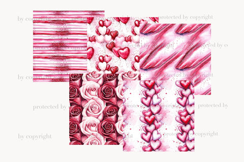 Valentine's Day Seamless Pattern | Romantic Papers Bundle Digital Pattern GlamArtZhanna 