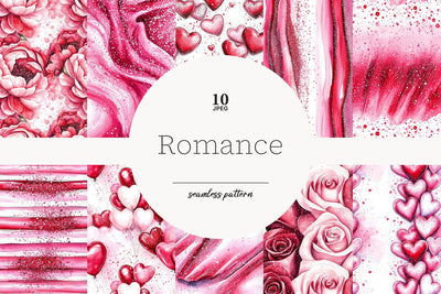 Valentine's Day Seamless Pattern | Romantic Papers Bundle Digital Pattern GlamArtZhanna 