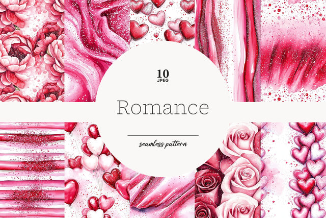 Valentine's Day Seamless Pattern | Romantic Papers Bundle Digital Pattern GlamArtZhanna 