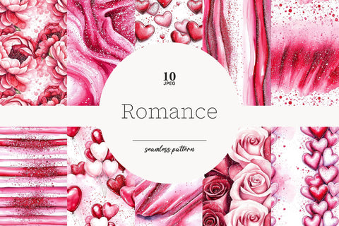 Valentine's Day Seamless Pattern | Romantic Papers Bundle Digital Pattern GlamArtZhanna 