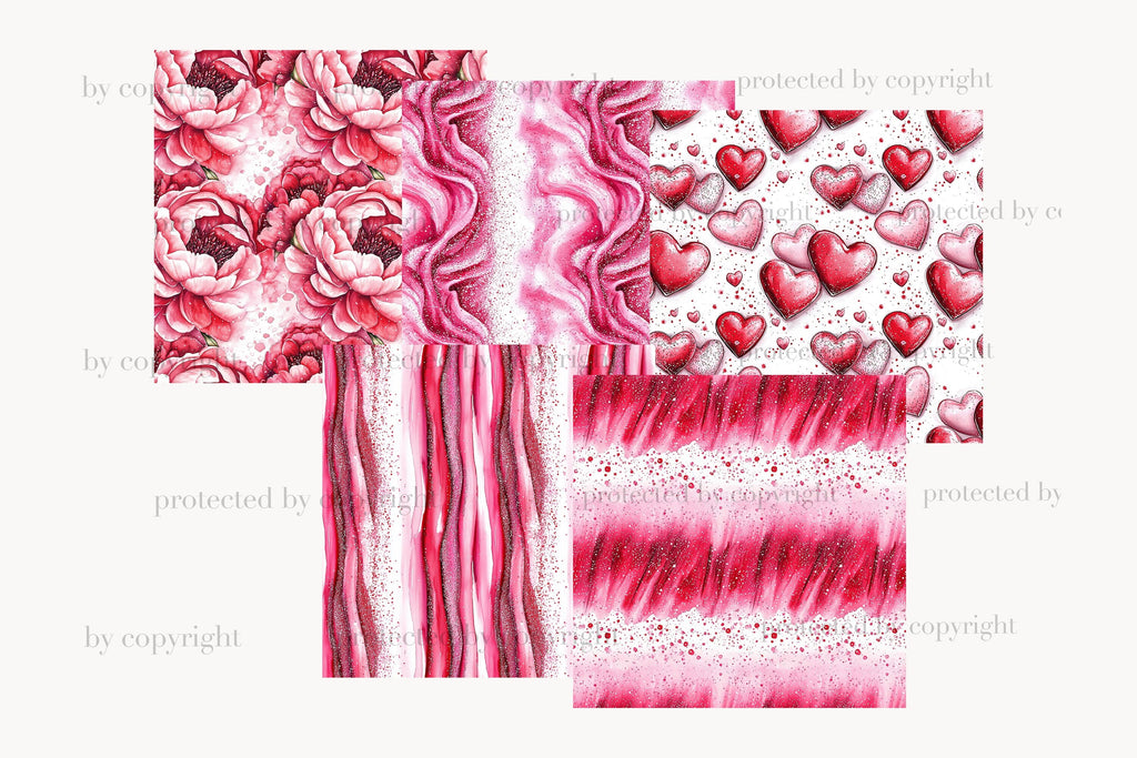 Valentine's Day Seamless Pattern | Romantic Papers Bundle - So Fontsy