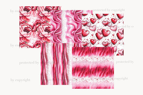 Valentine's Day Seamless Pattern | Romantic Papers Bundle Digital Pattern GlamArtZhanna 