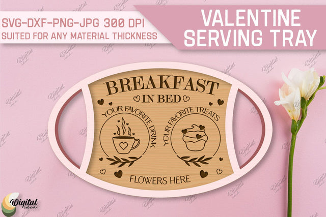 Valentine's Day Serving Tray Laser Cut. Glowforge File SVG Evgenyia Guschina 