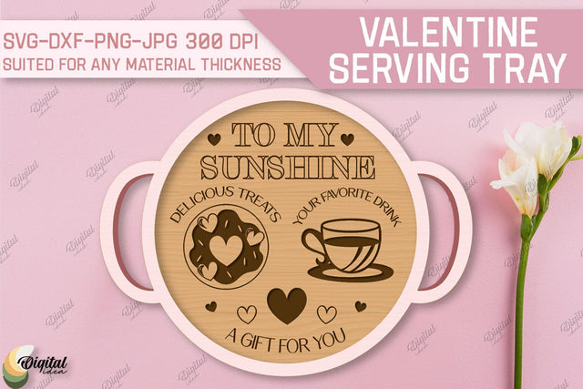 Valentine's Day Serving Tray Laser Cut. Glowforge File SVG Evgenyia Guschina 