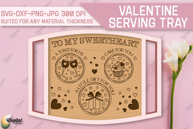 Valentine's Day Serving Tray Laser Cut. Glowforge File SVG Evgenyia Guschina 