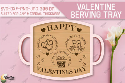 Valentine's Day Serving Tray Laser Cut. Glowforge File SVG Evgenyia Guschina 