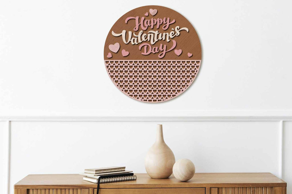 Valentine’s Day SET Wall Decorative Ornaments, Laser Cut Template, Wood