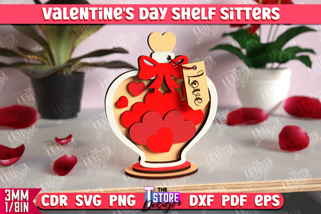 Valentine's Day Shelf Sitters | Table Statuette | Valentine's Signs | CNC File SVG The T Store Design 