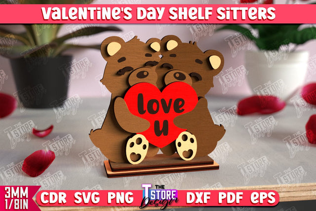 Valentine's Day Shelf Sitters | Table Statuette | Valentine's Signs | CNC File SVG The T Store Design 