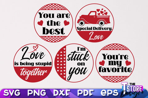 Valentine's Day Signs Bundle | Round Signs | Valentine's Day Quotes | SVG Files SVG The T Store Design 