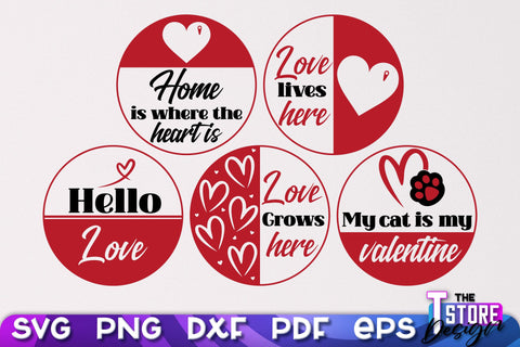 Valentine's Day Signs Bundle | Round Signs | Valentine's Day Quotes | SVG Files SVG The T Store Design 
