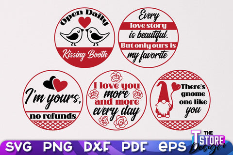 Valentine's Day Signs Bundle | Round Signs | Valentine's Day Quotes | SVG Files SVG The T Store Design 