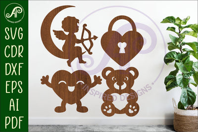 Valentines day silhouette laser cut outs SVG file 2 SVG APInspireddesigns 