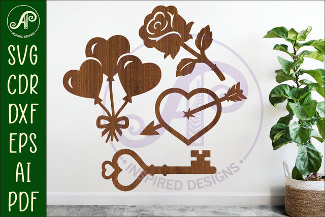 Valentines day silhouette laser cut outs SVG file 3 SVG APInspireddesigns 