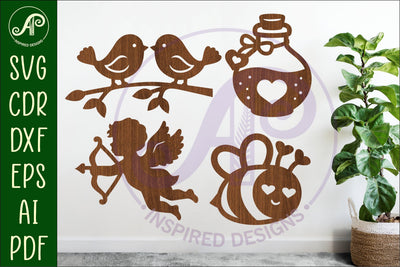 Valentines day silhouette laser cut outs SVG file 4 SVG APInspireddesigns 
