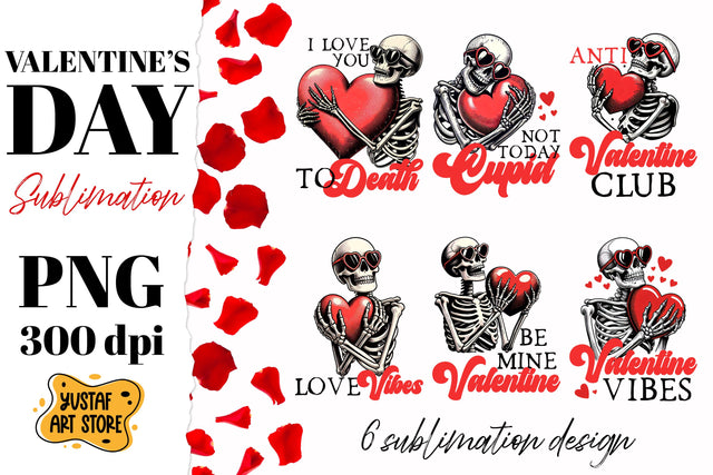 Valentines day skeleton sublimation bundle Sublimation Yustaf Art Store 