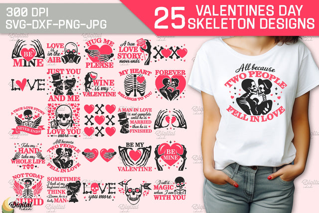 Valentine's Day Skeleton SVG Bundle. Valentine T-Shirt Skeleton SVG SVG Evgenyia Guschina 