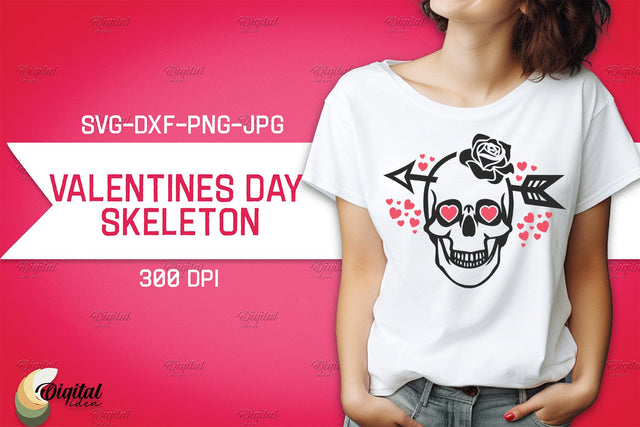 Valentine's Day Skeleton SVG. Valentine T-Shirt Skeleton SVG SVG Evgenyia Guschina 
