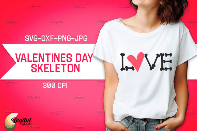 Valentine's Day Skeleton SVG. Valentine T-Shirt Skeleton SVG SVG Evgenyia Guschina 