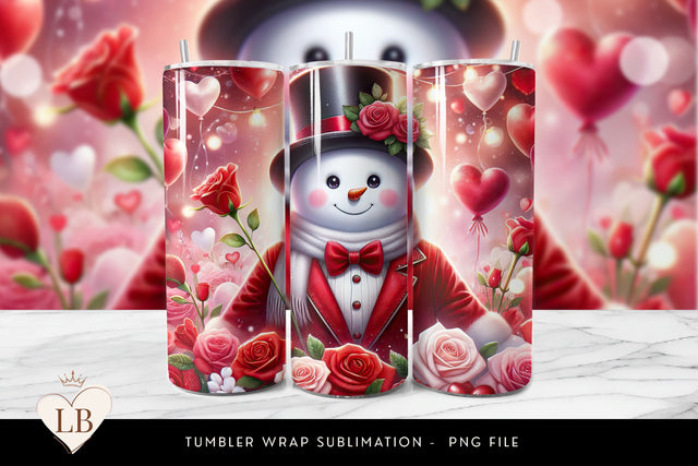 Valentine's Day Snowman Tumbler Wrap Sublimation Sublimation BijouBay 
