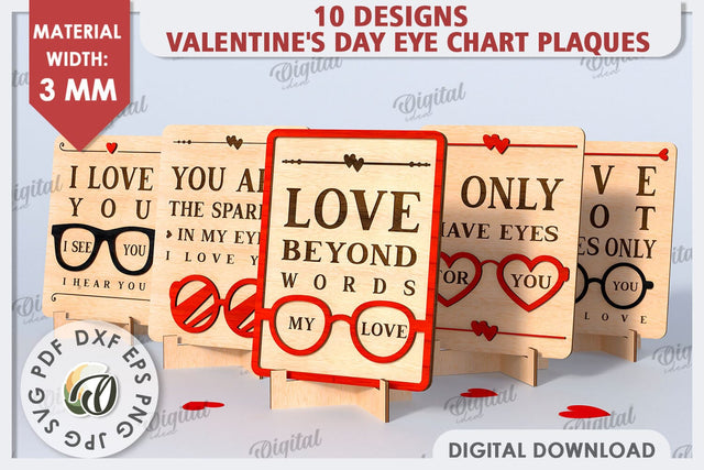 Valentines Day Stand Decor Laser Cut Bundle. Valentine Sign SVG Evgenyia Guschina 
