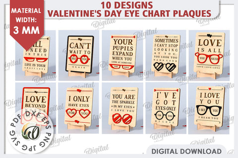 Valentines Day Stand Decor Laser Cut Bundle. Valentine Sign SVG Evgenyia Guschina 