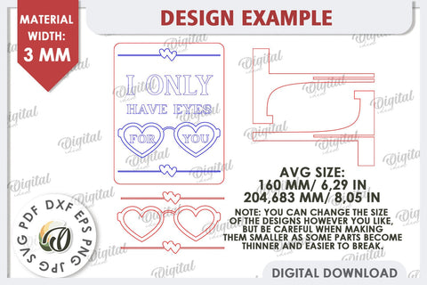 Valentines Day Stand Decor Laser Cut Bundle. Valentine Sign SVG Evgenyia Guschina 