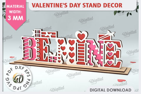 Valentines Day Stand Decor Laser Cut. Valentine Sign SVG SVG Evgenyia Guschina 