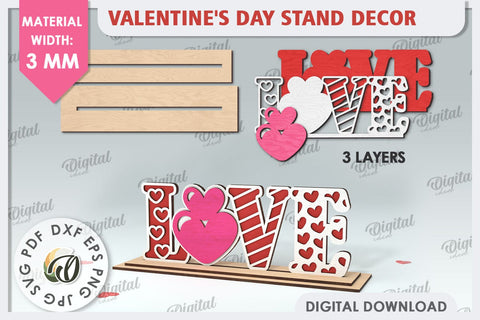 Valentines Day Stand Decor Laser Cut. Valentine Sign SVG SVG Evgenyia Guschina 