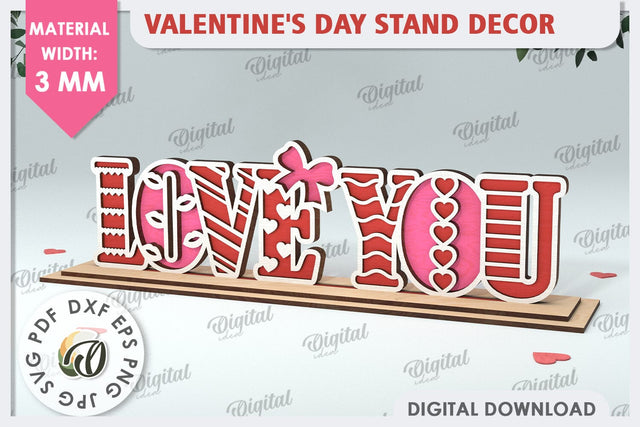 Valentines Day Stand Decor Laser Cut. Valentine Sign SVG SVG Evgenyia Guschina 