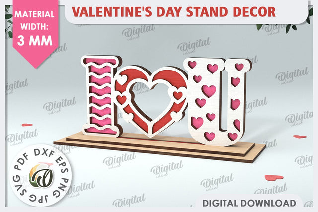 Valentines Day Stand Decor Laser Cut. Valentine Sign SVG SVG Evgenyia Guschina 