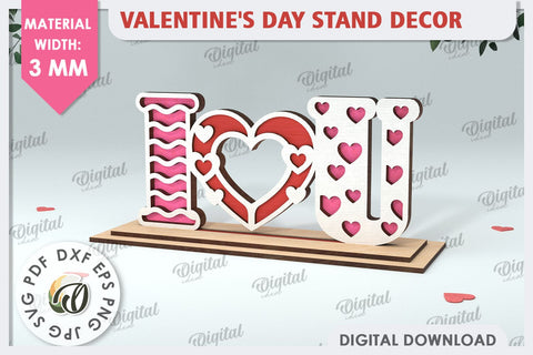 Valentines Day Stand Decor Laser Cut. Valentine Sign SVG SVG Evgenyia Guschina 