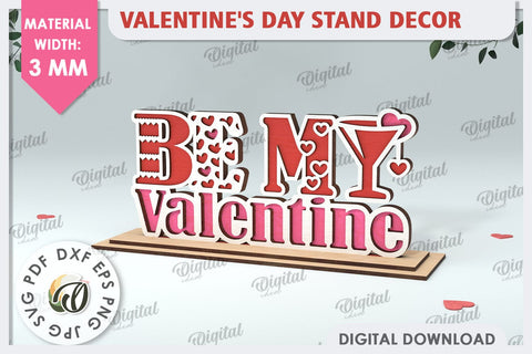 Valentines Day Stand Decor Laser Cut. Valentine Sign SVG SVG Evgenyia Guschina 