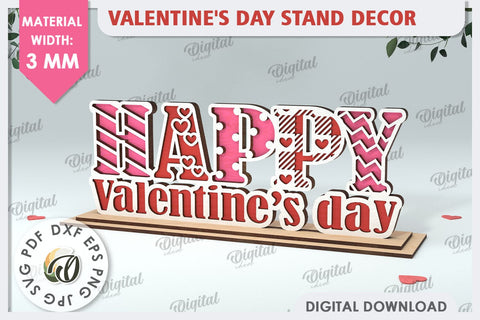 Valentines Day Stand Decor Laser Cut. Valentine Sign SVG SVG Evgenyia Guschina 