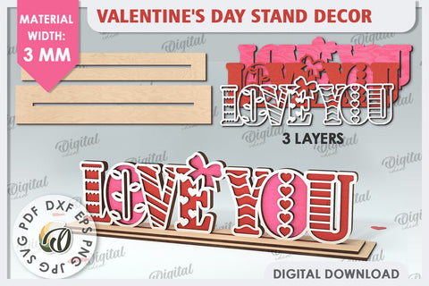 Valentines Day Stand Decor Laser Cut. Valentine Sign SVG SVG Evgenyia Guschina 
