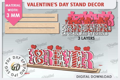 Valentines Day Stand Decor Laser Cut. Valentine Sign SVG SVG Evgenyia Guschina 