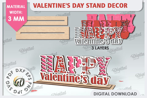 Valentines Day Stand Decor Laser Cut. Valentine Sign SVG SVG Evgenyia Guschina 