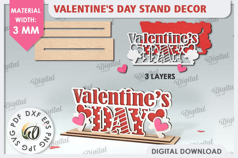 Valentines Day Stand Decor Laser Cut. Valentine Sign SVG SVG Evgenyia Guschina 