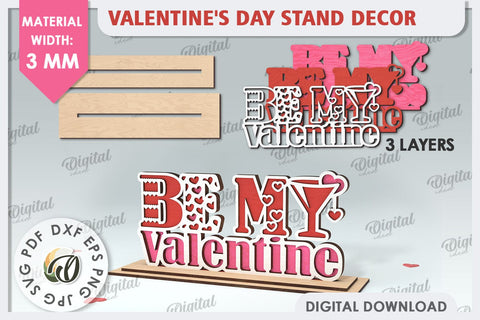 Valentines Day Stand Decor Laser Cut. Valentine Sign SVG SVG Evgenyia Guschina 
