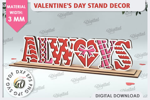 Valentines Day Stand Decor Laser Cut. Valentine Sign SVG SVG Evgenyia Guschina 