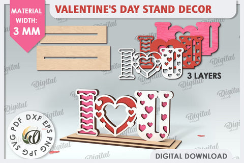 Valentines Day Stand Decor Laser Cut. Valentine Sign SVG SVG Evgenyia Guschina 