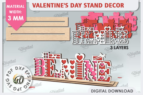 Valentines Day Stand Decor Laser Cut. Valentine Sign SVG SVG Evgenyia Guschina 