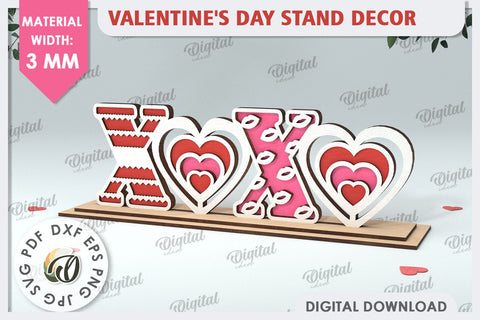 Valentines Day Stand Decor Laser Cut. Valentine Sign SVG SVG Evgenyia Guschina 