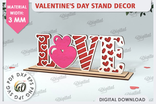 Valentines Day Stand Decor Laser Cut. Valentine Sign SVG SVG Evgenyia Guschina 