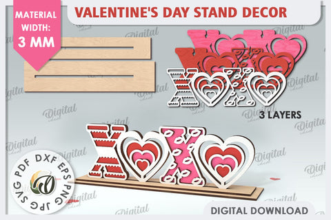 Valentines Day Stand Decor Laser Cut. Valentine Sign SVG SVG Evgenyia Guschina 