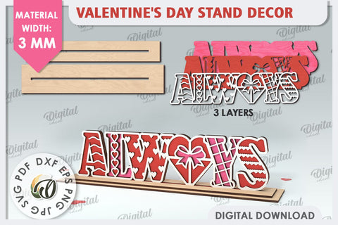 Valentines Day Stand Decor Laser Cut. Valentine Sign SVG SVG Evgenyia Guschina 
