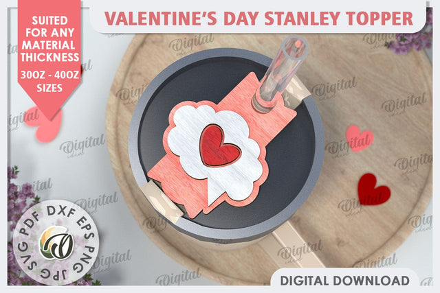 Valentine’s Day Stanley Topper LaserCut. Stanley Tumbler SVG SVG Evgenyia Guschina 