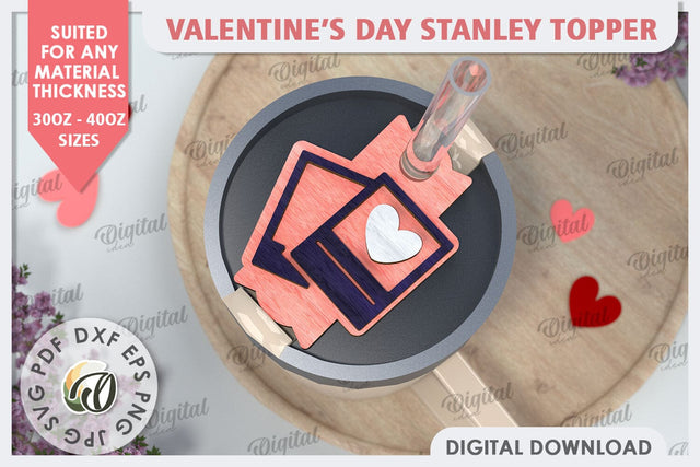 Valentine’s Day Stanley Topper LaserCut. Stanley Tumbler SVG SVG Evgenyia Guschina 