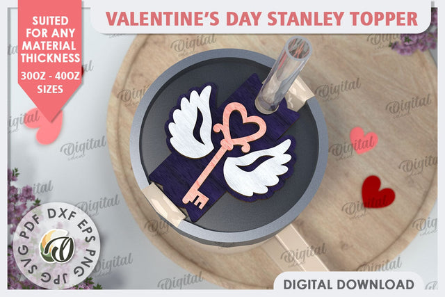 Valentine’s Day Stanley Topper LaserCut. Stanley Tumbler SVG SVG Evgenyia Guschina 